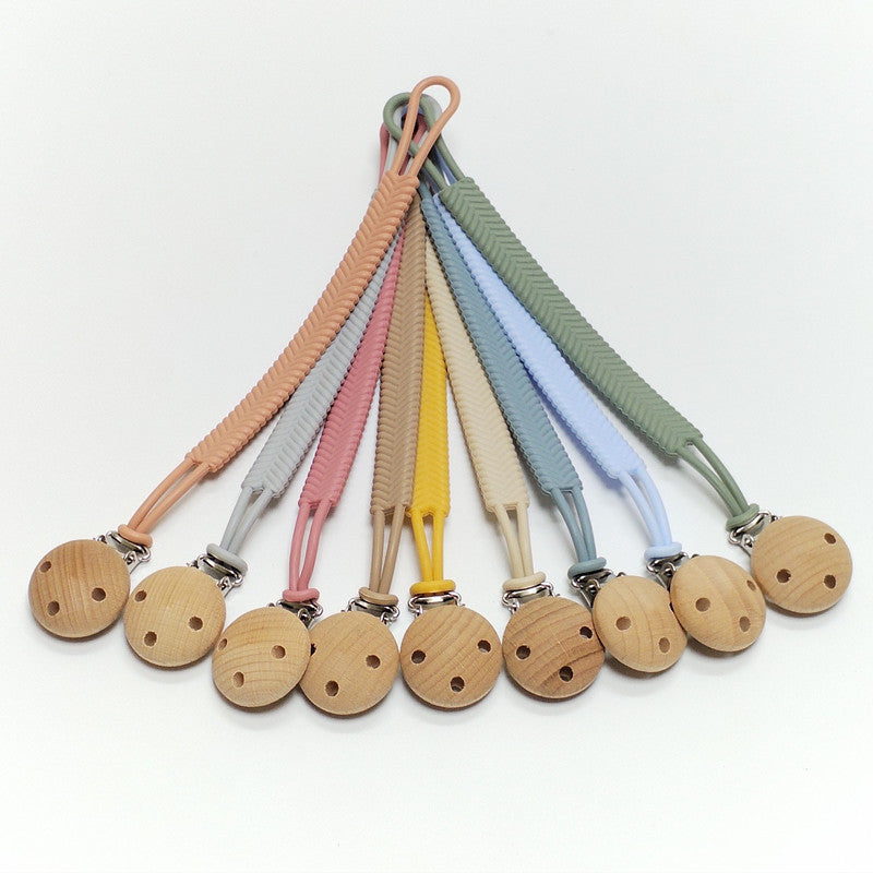 Wholesale Silicone Beech Wood Pacifier Chain
